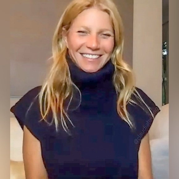 GWYN Tia Merino Wool Sleeveless Turtleneck Sweater in Navy Blue